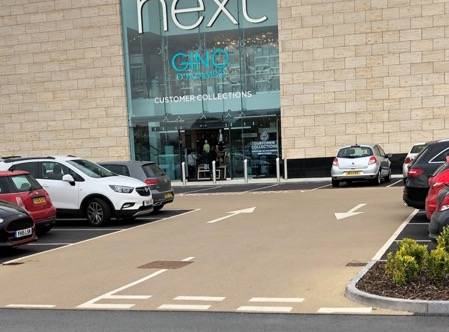 Coloured paving for parking bays